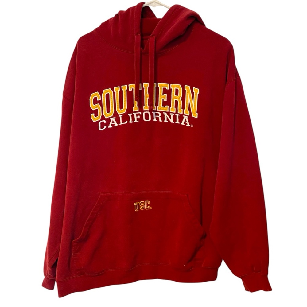 USC Mens Size Large Athletic Red Sweater Sweatshirt Hoodie Campus Drive